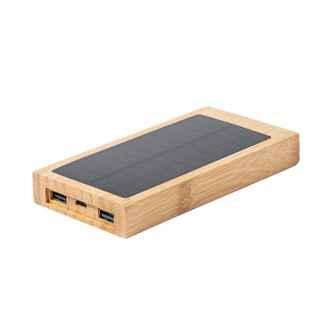 Power bank solar 10 000 mAh em bambu FSC com wireless Diuk
