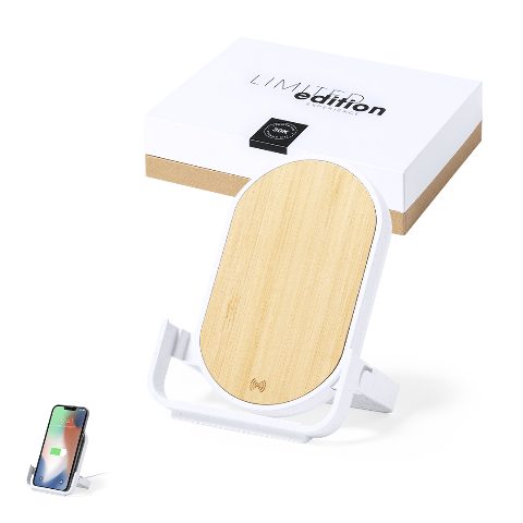 Carregador wireless 10W com suporte em bambu e palha de trigo Buisson