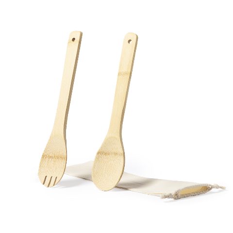 Conjunto de 2 utensílios de salada em bambu Berter