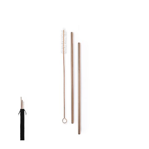 Conjunto de 2 palhinhas inox acobreadas Firux