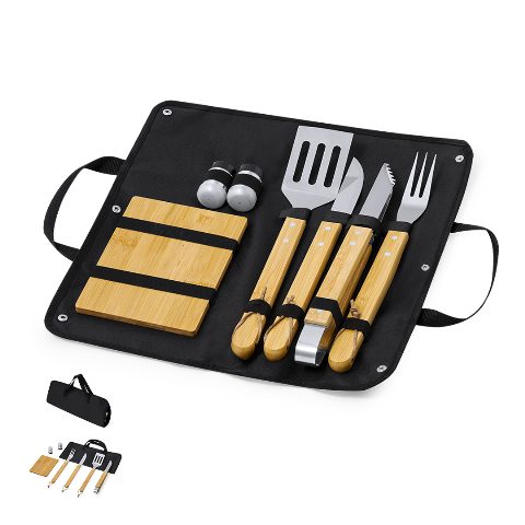 Conjunto de churrasco em bambu e inox Estrol
