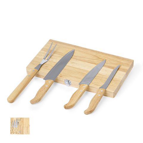 Conjunto de 4 facas em estojo de madeira Bergin