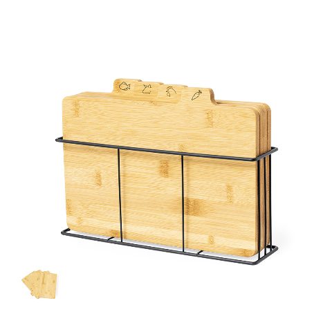 Conjunto de 4 tábuas de bambu com cesto Sendak