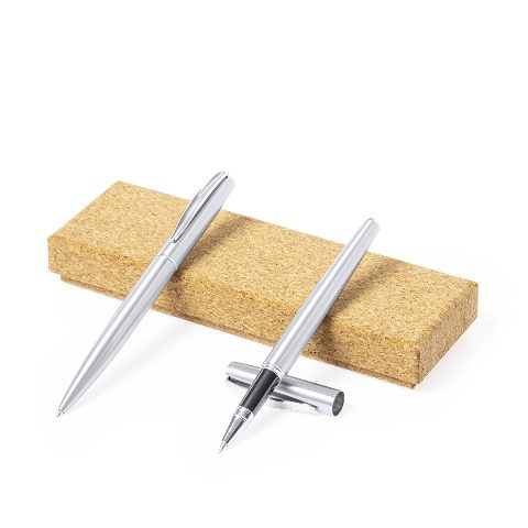 Conjunto de esferográfica e roller em aço inox reciclado Rodrix