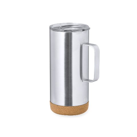Caneca térmica 450 mL em inox reciclado com base em cortiça Frilan