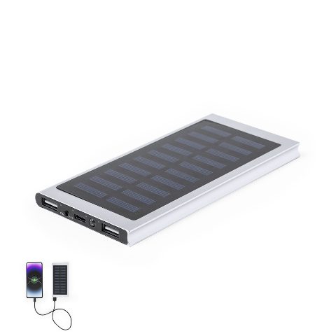 Power bank solar 8000 mAh em alumínio Bernant