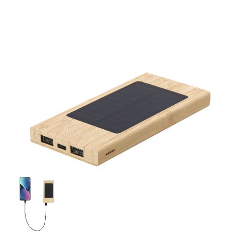 Power bank solar 4000 mAh em bambu Molden