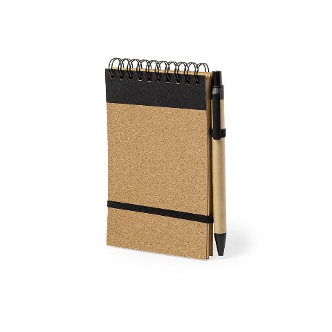 Conjunto de caderno em cortiça e esferográfica reciclada Teyaki
