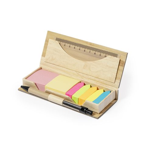 Conjunto de escritório em bambu com notas adesivas Mikonen