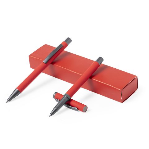 Conjunto de esferográfica e roller com acabamento aborrachado Bostit