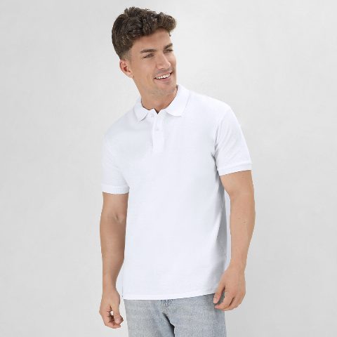 Polo branco em piqué de algodão 220g Koupan