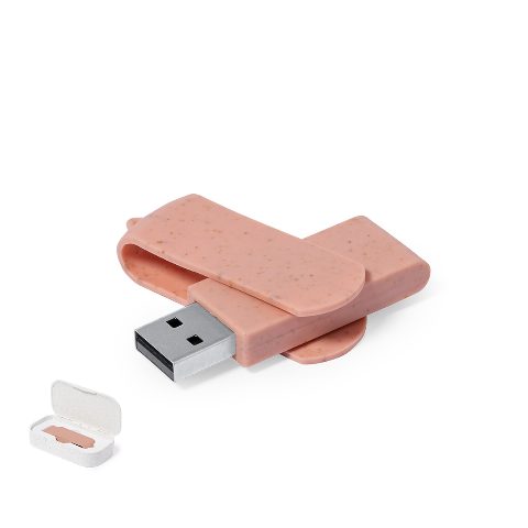 Pen USB 16 GB em palha de trigo com clipe giratório Brounik