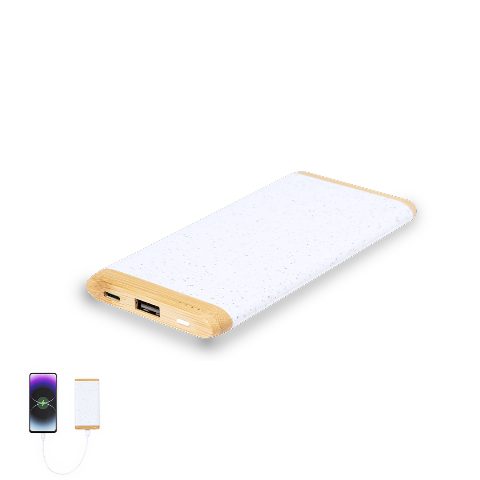 Power bank 5000 mAh em bambu e palha de trigo Coquin