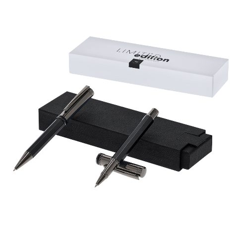 Conjunto de esferográfica e roller em aço inox Limited Edition Licken