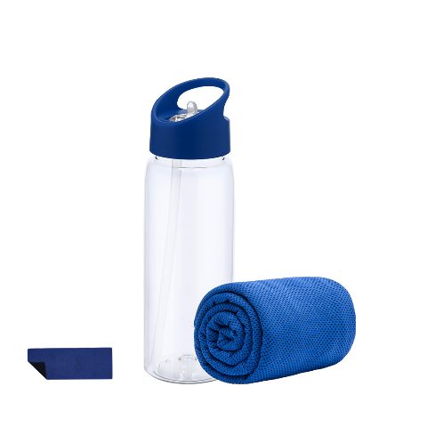 Conjunto de garrafa 800 mL e toalha em RPET Garyl