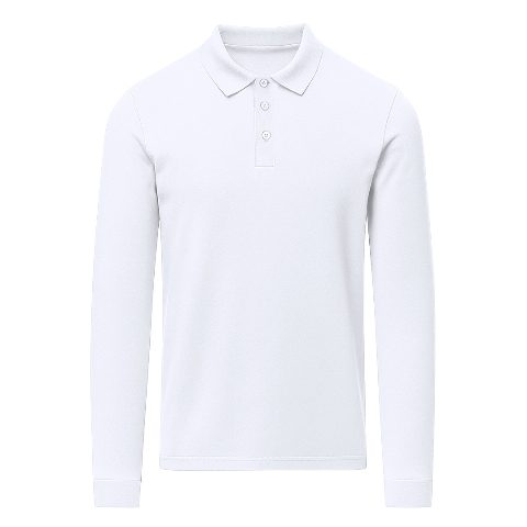 Polo branco unissexo de manga comprida Charlot