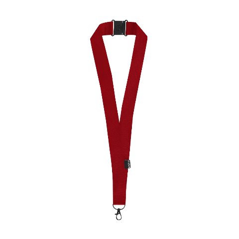 Lanyard em RPET com mosquetão preto Dycoun