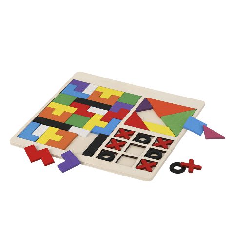 Conjunto de 3 puzzles em madeira Meloxar