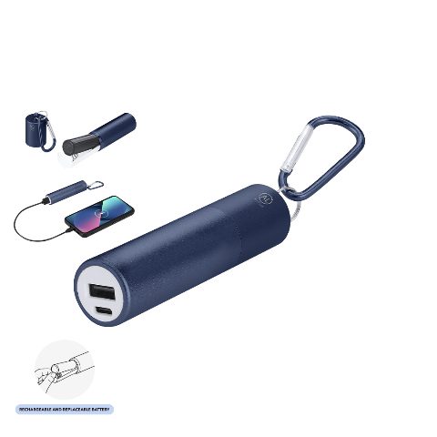 Power bank 2200 mAh com bateria removível em alumínio reciclado Decan