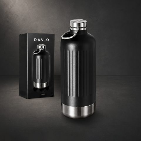 Garrafa térmica 800 mL em inox reciclado preto mate Davio