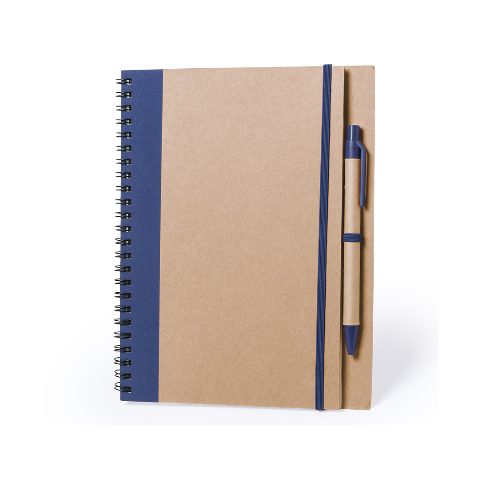 Caderno de argolas bicolor em cartão reciclado com esferográfica Tunel