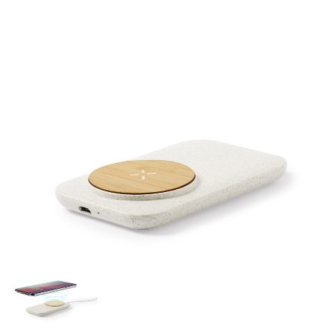 Carregador wireless em bambu e palha de trigo Claudix