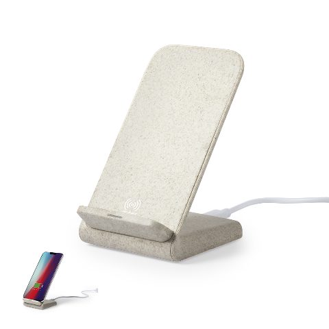 Carregador wireless 10W com suporte em palha de trigo Birniax