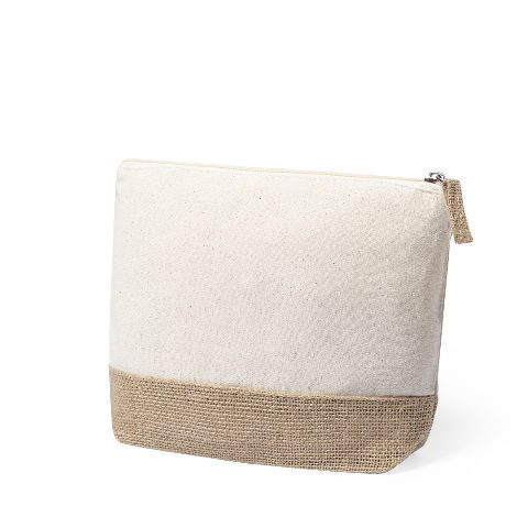 Necessaire em juta e algodão natural Tays