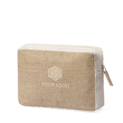 Necessaire em juta laminada e algodão Ringok