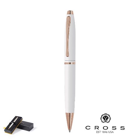 Esferográfica Cross Calais branca e ouro rosa