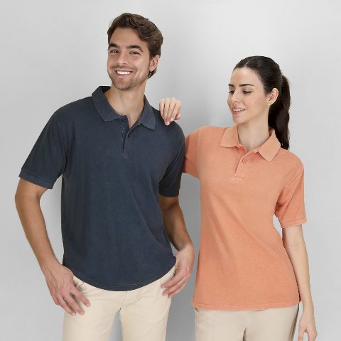 Polo unissexo efeito ganga lavada Ken
